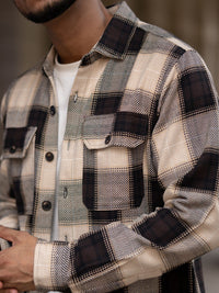 Powerlook Men Spread Collar Tartan Checked Cotton Casual Shirt