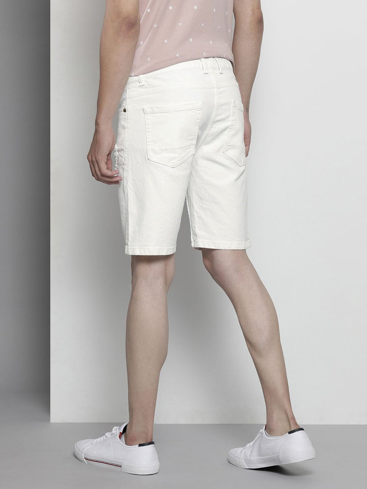 The Indian Garage Co Men White Denim Shorts