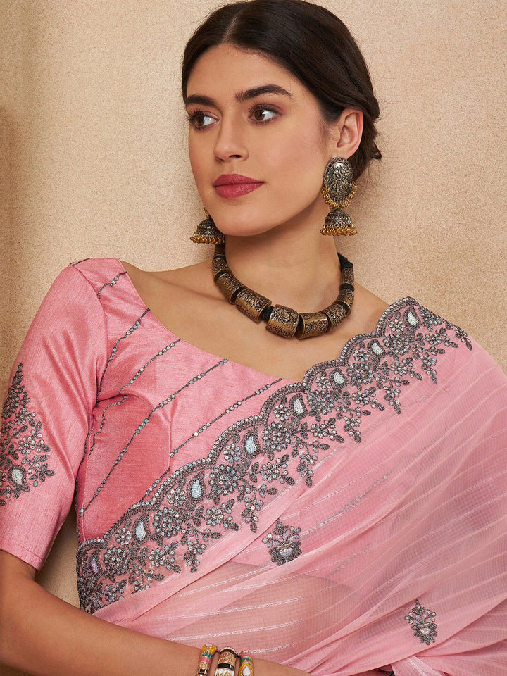 Saree mall Embellished Sequinned Poly Georgette Sarees