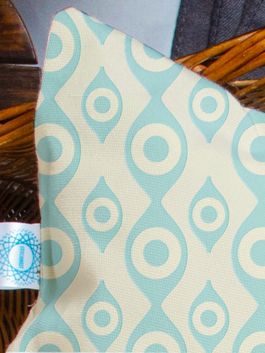 STITCHNEST Set Of 5 Teal & White Ethnic Motifs Square Cushion Covers