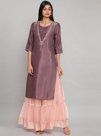 W Women Peach-Coloured Pleated Shararas