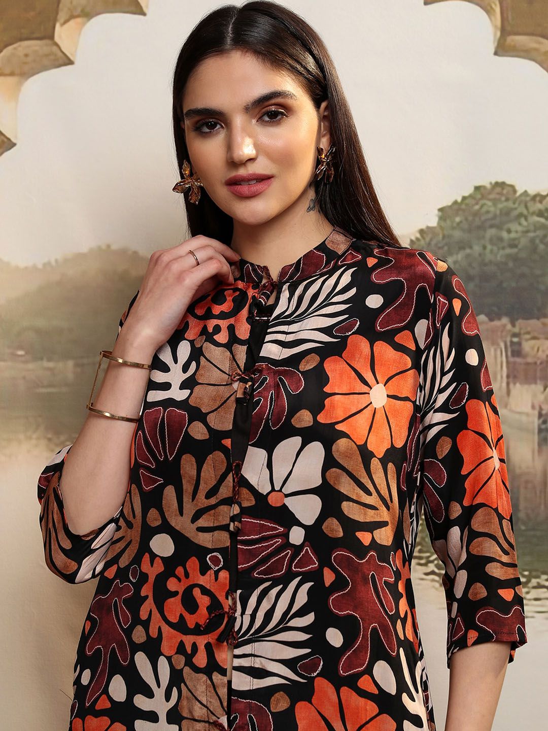 Vishudh Women Printed Top with Trousers & Jacket  Co-ords Set