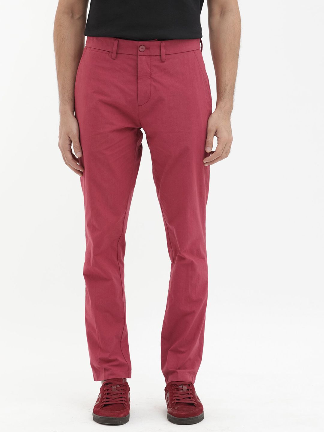 RARE RABBIT Men Harlow Mid-Rise Regular Fit Cotton Trousers