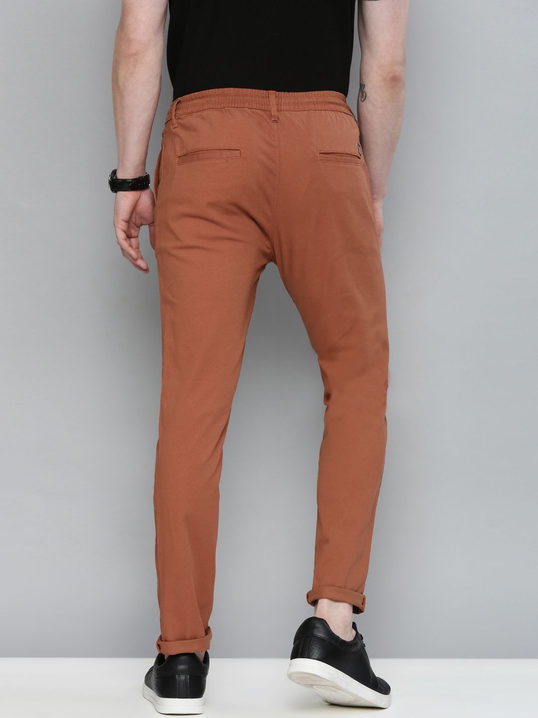 The Indian Garage Co Men Rust Slim Fit Chinos Trousers