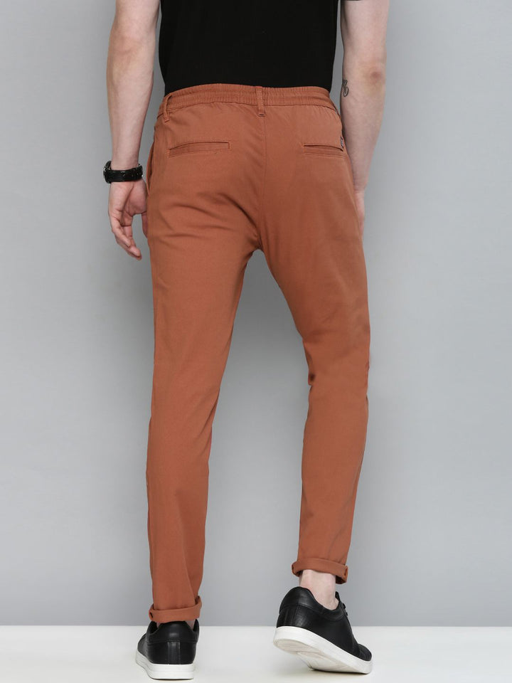 The Indian Garage Co Men Rust Slim Fit Chinos Trousers