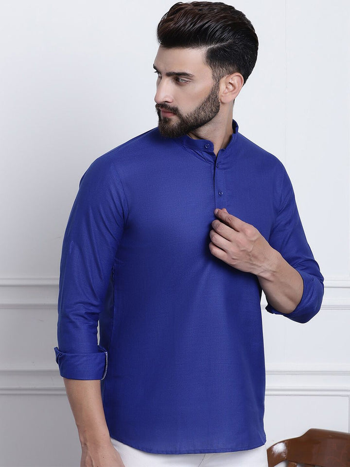 SOJANYA Mandarin Collar Roll Up Sleeves Kurta