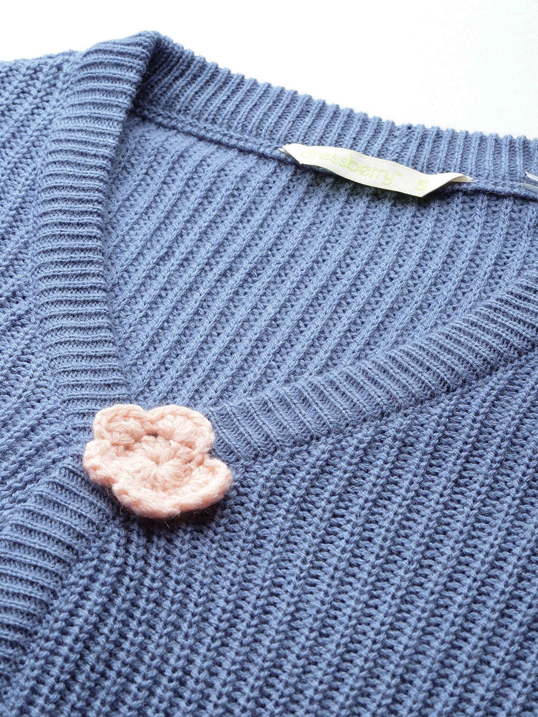 DressBerry Pure Acrylic Ribbed Cardigan