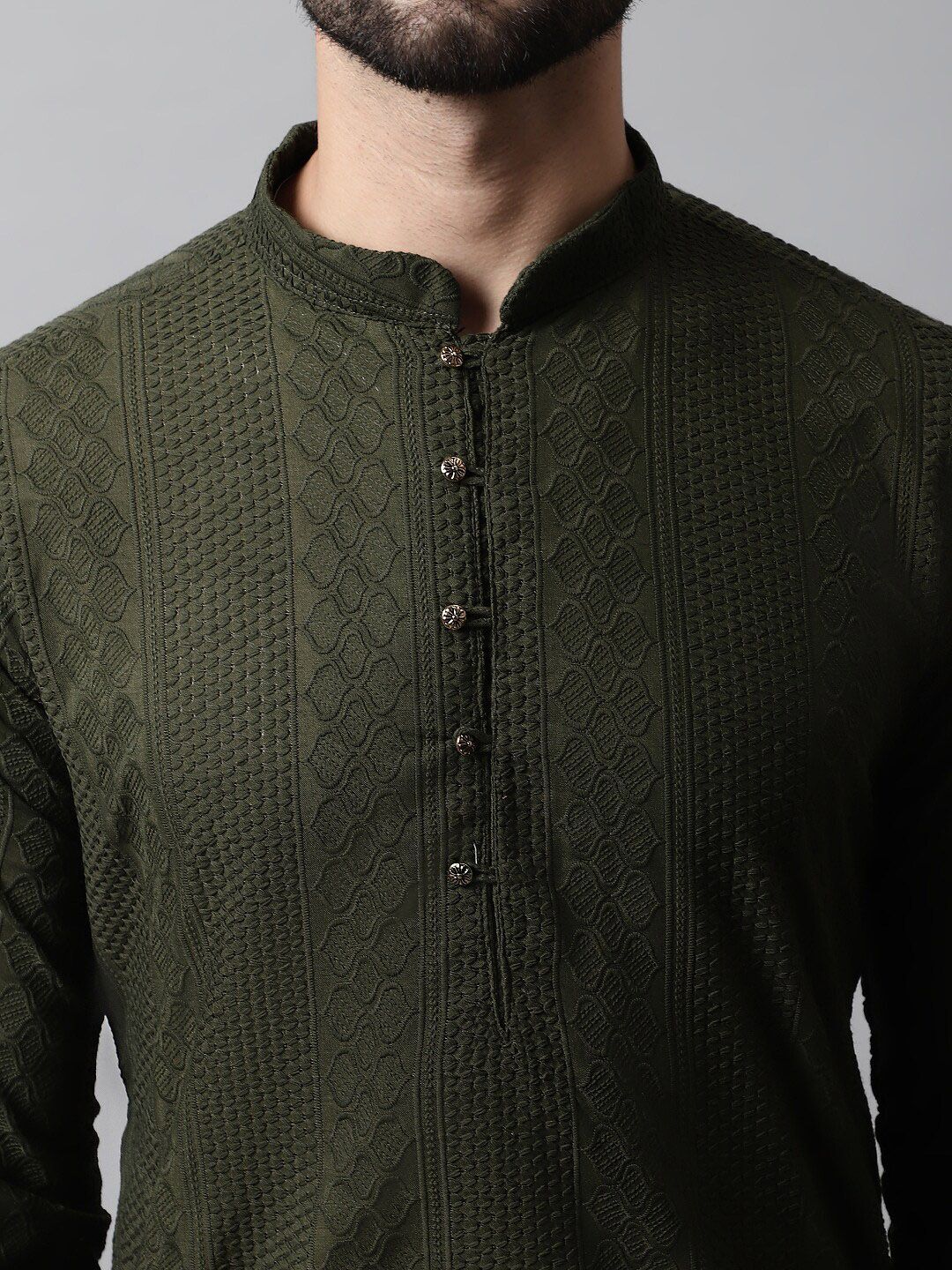 Jompers Men Ethnic Motifs Thread Work Cotton Kurta