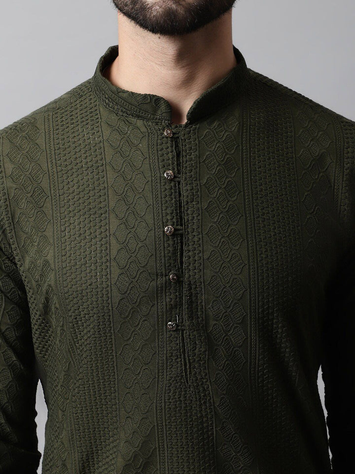 Jompers Men Ethnic Motifs Thread Work Cotton Kurta