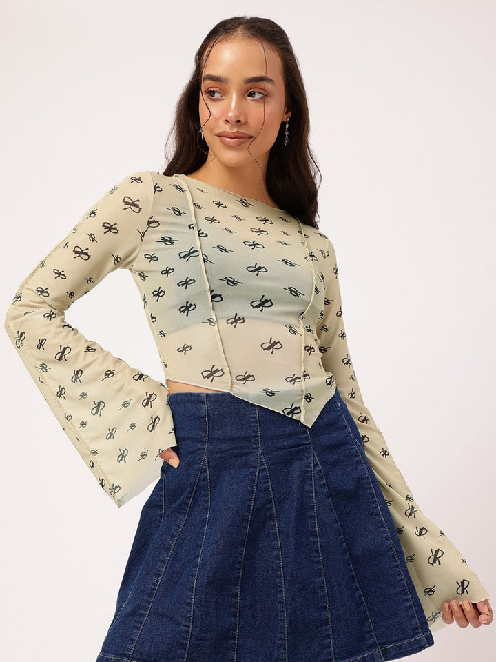 DressBerry Flare Daydream Printed Net Top