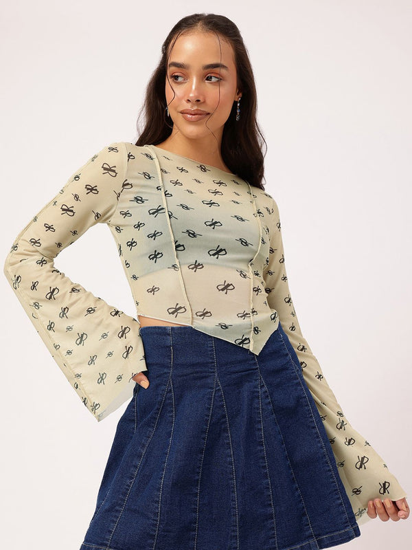 DressBerry Flare Daydream Printed Net Top