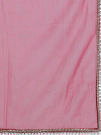 Indo Era Women Striped High Slit Thread Work Liva Kurta With Trousers & Dupatta
