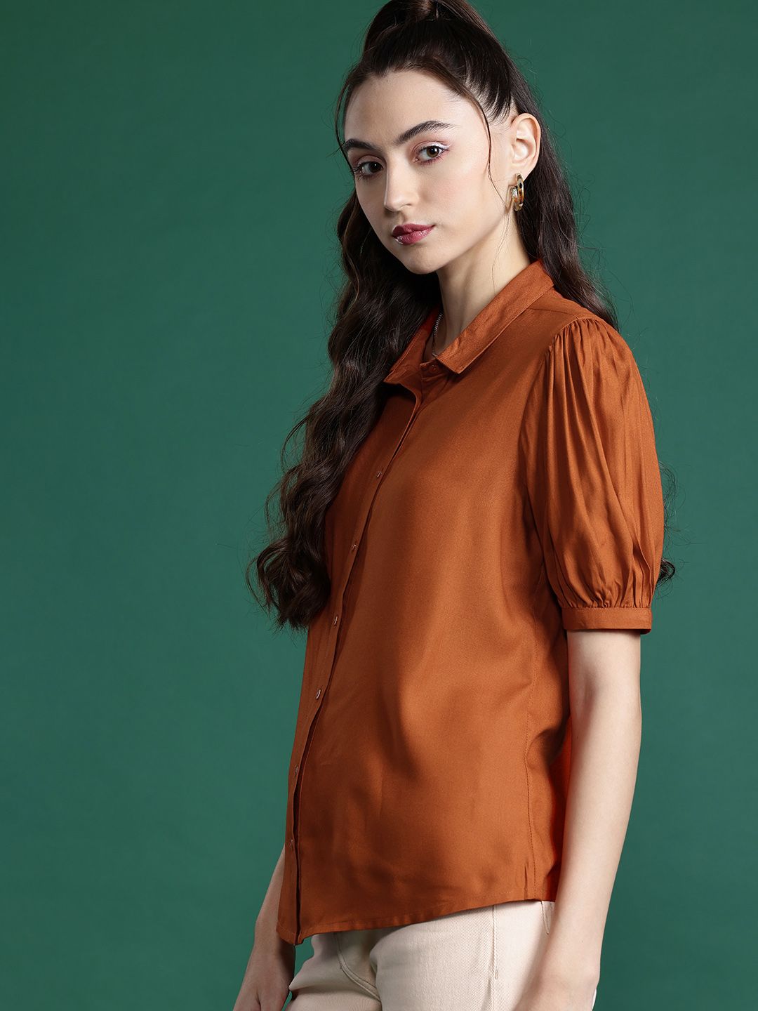 DressBerry Puff Sleeves Casual Shirt