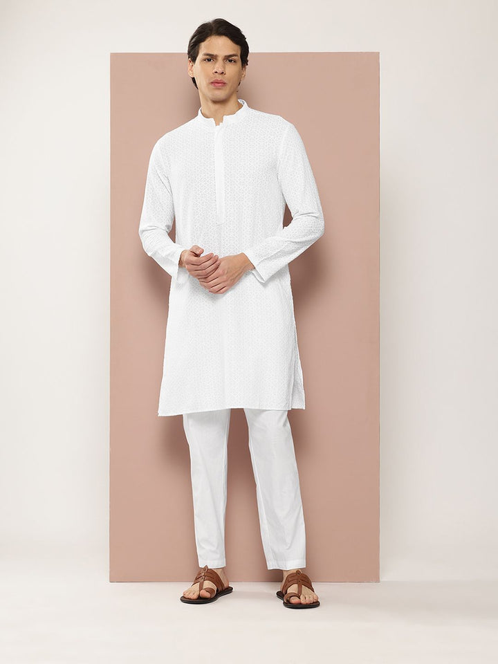 See Designs Men Embroidered Chikankari Kurta with Pyjamas