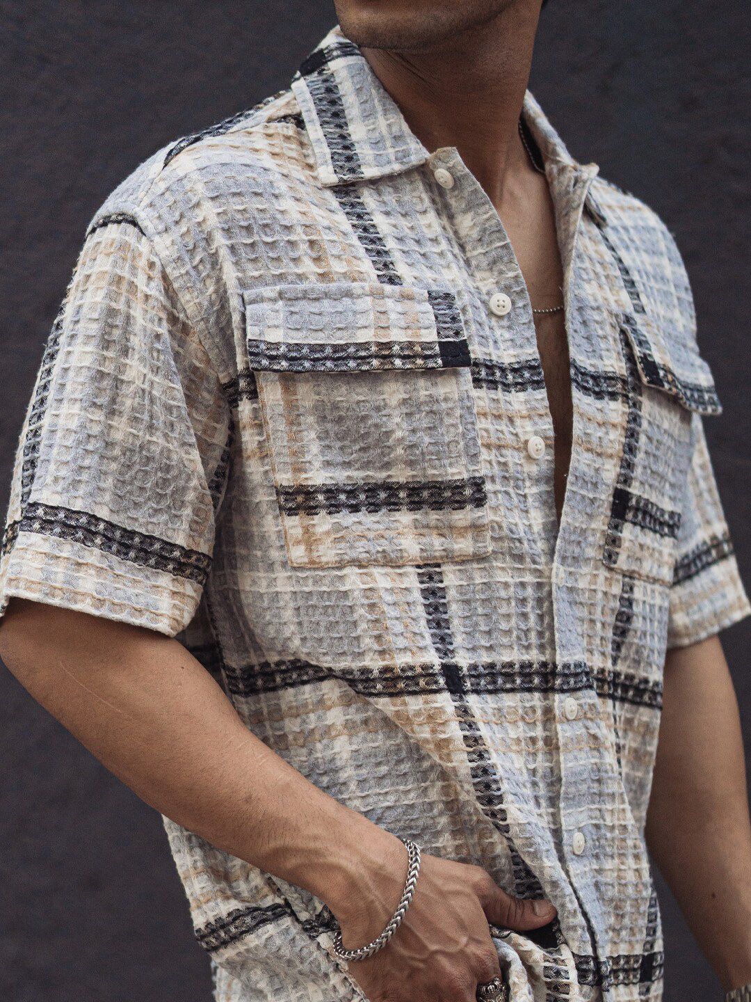 Powerlook Black India Slim Cotton Checked Casual Oversized Shirt