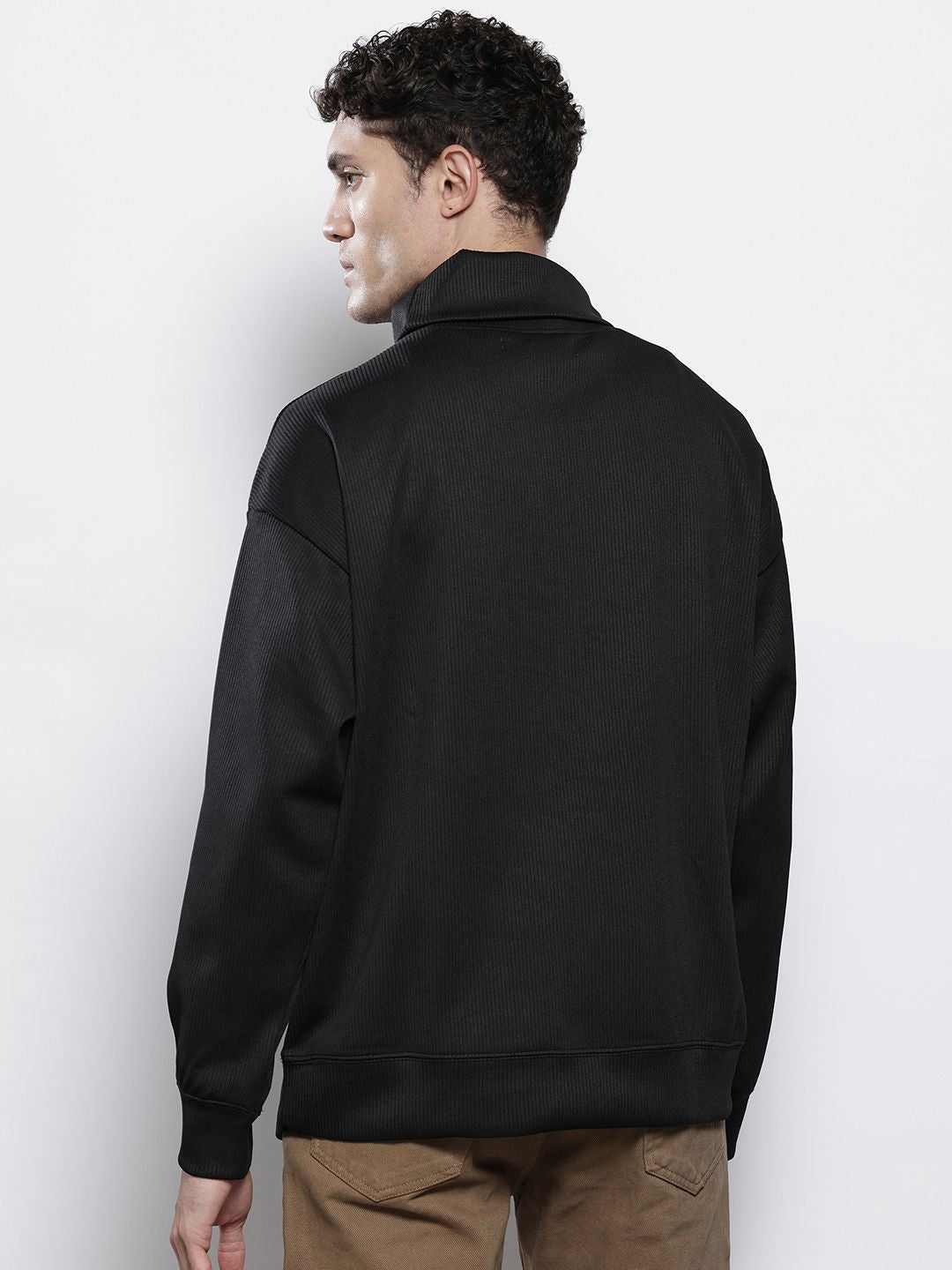 The Indian Garage Co Self Design Turtle Neck Drop-Shoulder Sleeves Sweatshirt