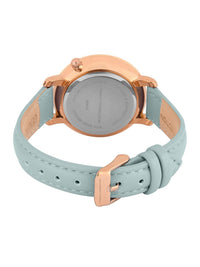 French Connection Women Blue Embellished Dial & Blue Leather Straps Analogue Watch FC21LU
