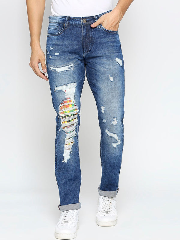 Being Human Men Slim Fit Highly Distressed Heavy Fade Mid-Rise Jeans