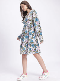 DressBerry Floral Symphony Smocked A-Line Dress