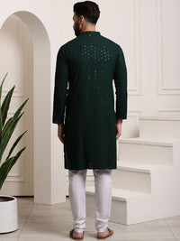 SOJANYA Ethnic Motifs Embroidered Sequinned Pure Cotton Kurta with Churidar