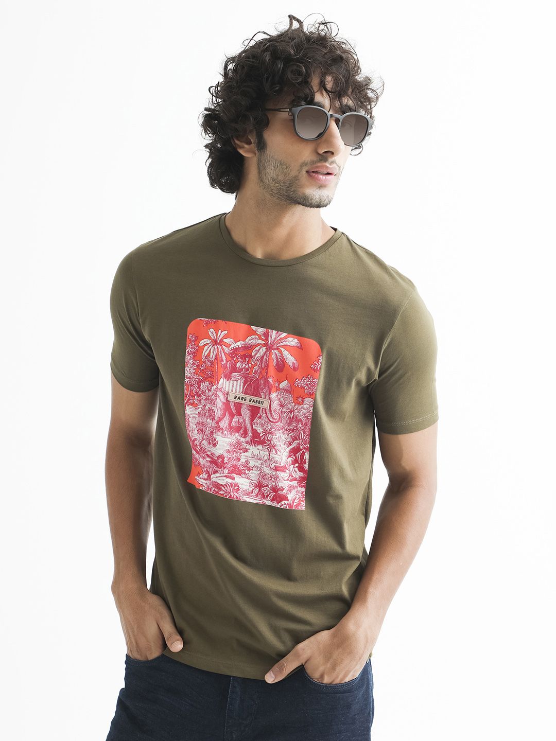 RARE RABBIT Men Rings-4 Slim Fit Solid Polo Collar T-Shirt