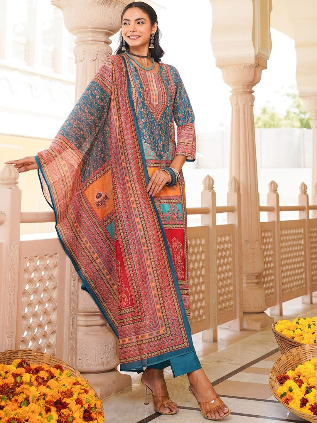 KALINI Women Ethnic Motifs Printed  Kurta with Trousers & With Dupatta