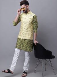SOJANYA Men Embroidered Regular Thread Work Kurta With Pyjamas & Nehru Jacket