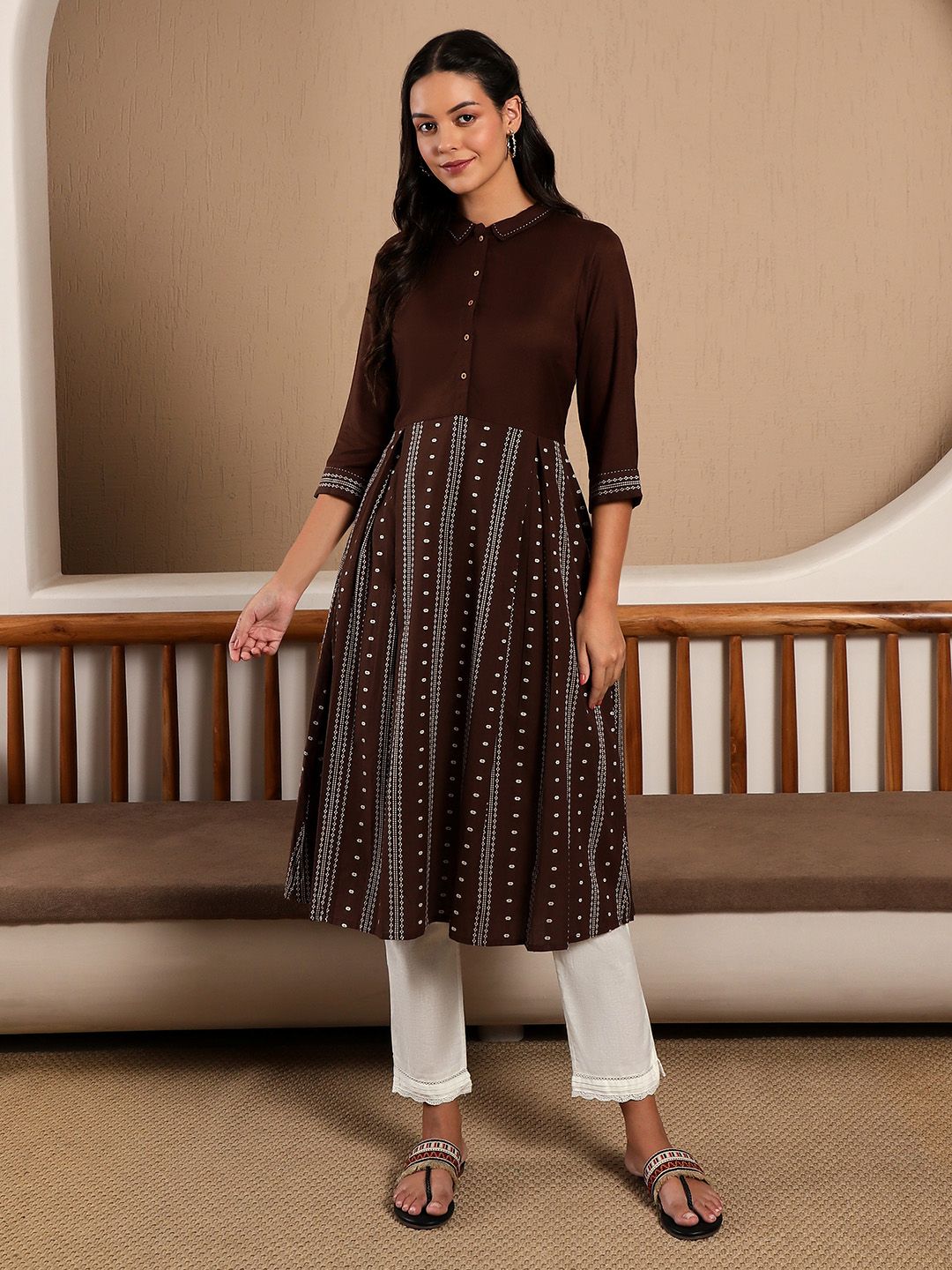 W Printed Midi Cotton Dress