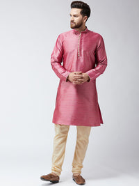 SOJANYA Men Pink Woven Design Straight Kurta