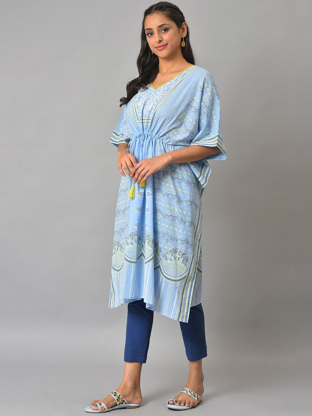 AURELIA Ethnic Motifs Printed Kaftan Pure Cotton Kurta