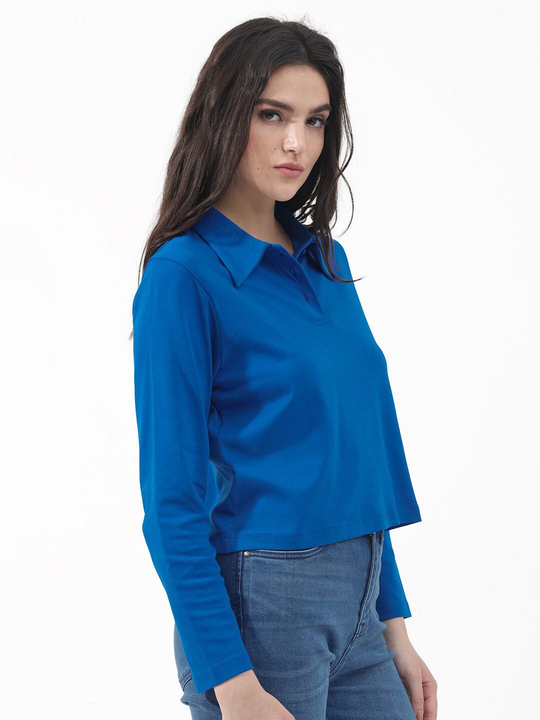 RAREISM Shirt Collar Long Sleeves Cotton Top