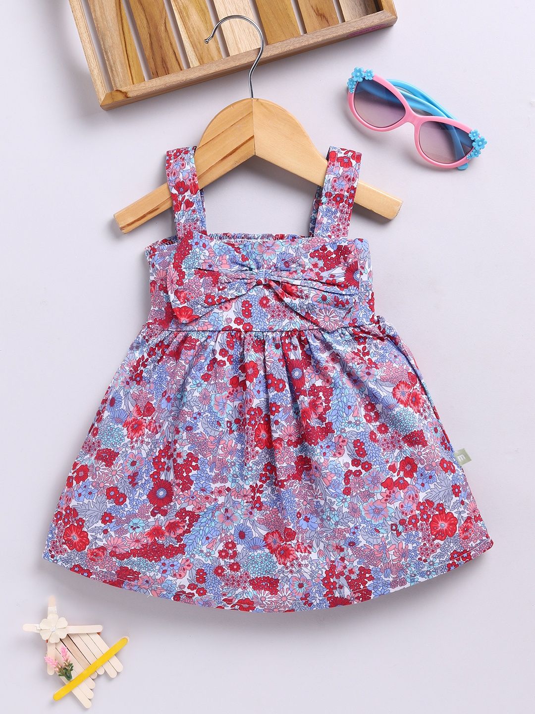 Moms Love Infant Girls Cotton Floral Print Fit & Flare Dress