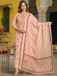 KALINI Women Floral Printed Regular Kurta with Trousers & With Dupatta