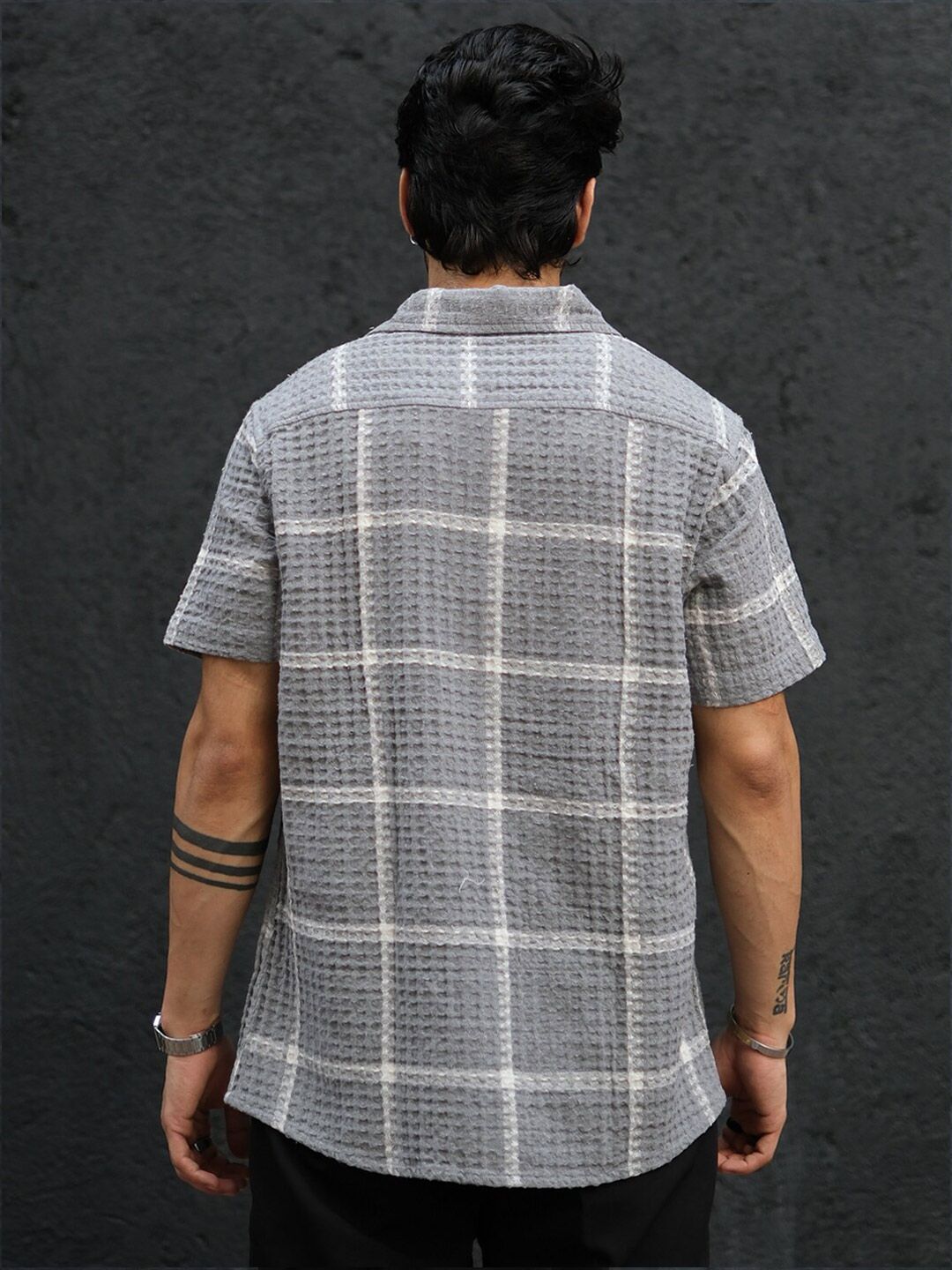 Powerlook Men Spread Collar Tartan Checks Self Design Opaque Checked Casual Shirt