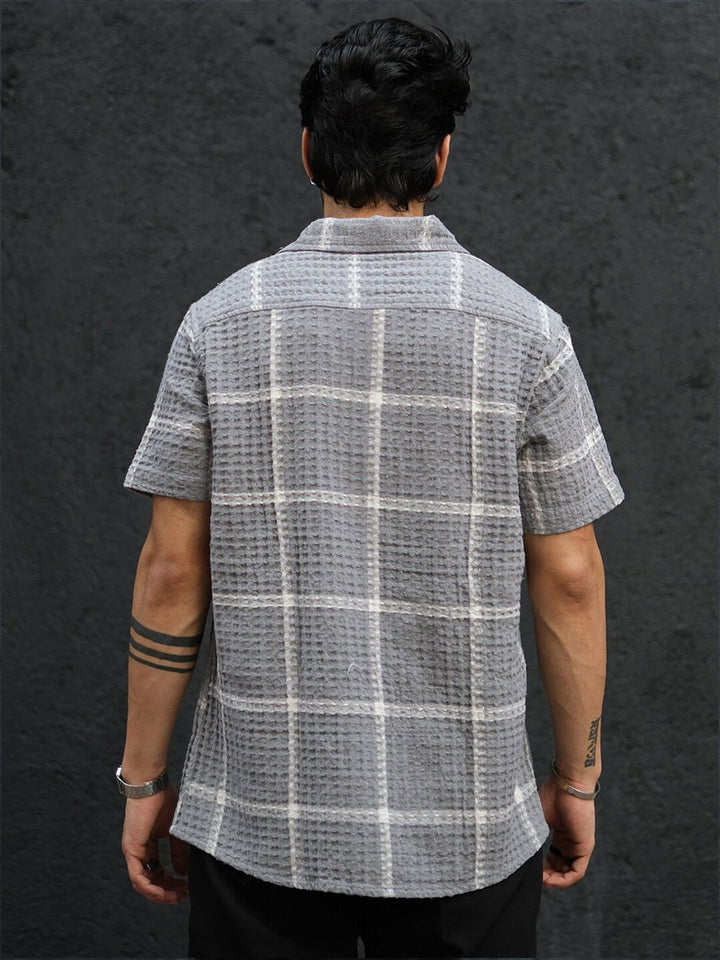 Powerlook Men Spread Collar Tartan Checks Self Design Opaque Checked Casual Shirt