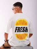 The Indian Garage Co Men Back Printed Boxy Oversized Round Neck Pure Cotton T-shirt