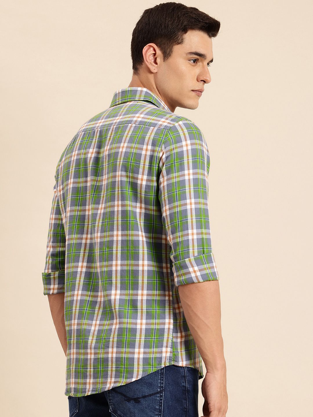 Being Human Pure Cotton Slim Fit Checked Casual Shirt