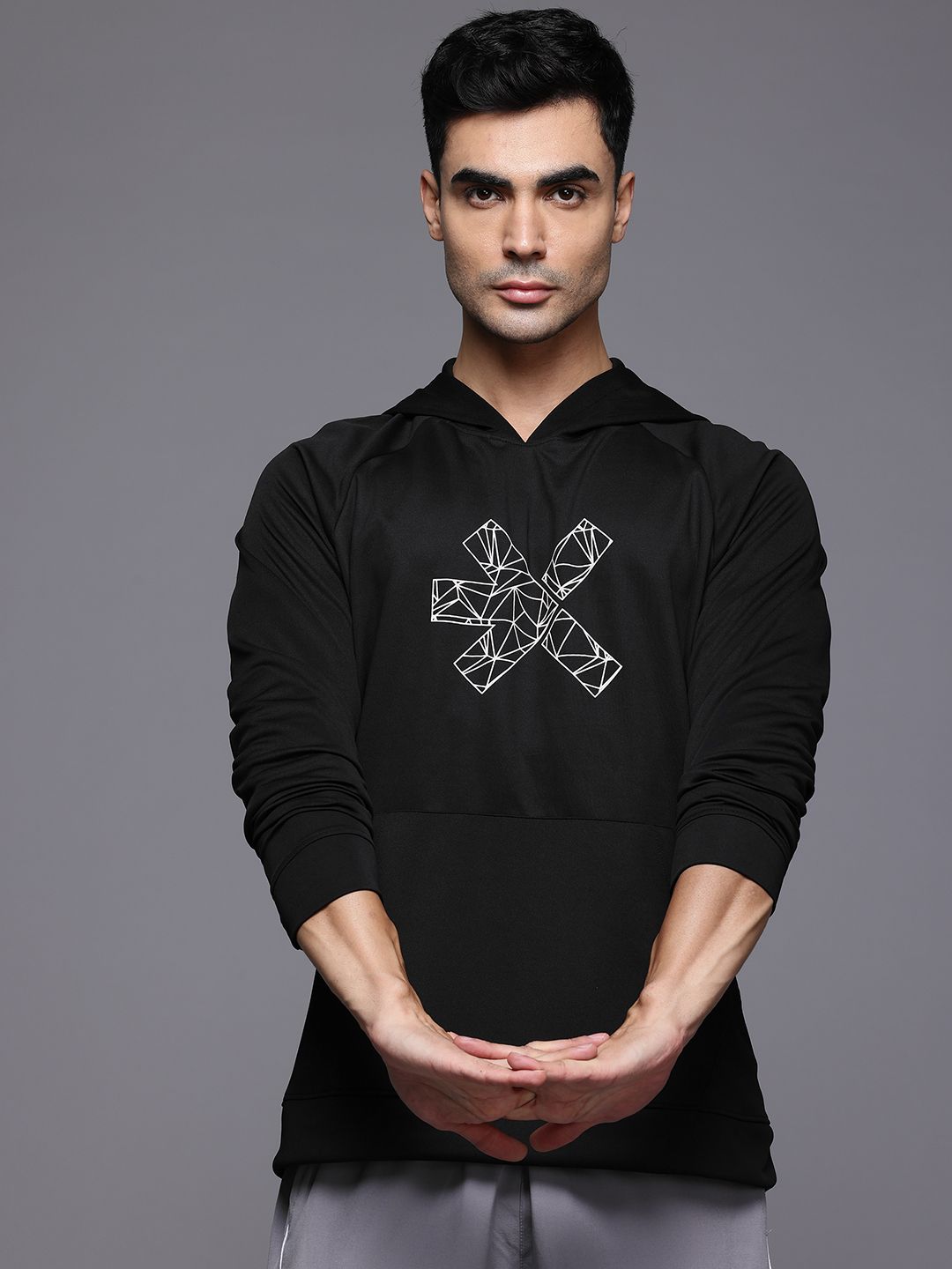 HRX by Hrithik Roshan Brand Logo Printed  Hooded Training Sweatshirt