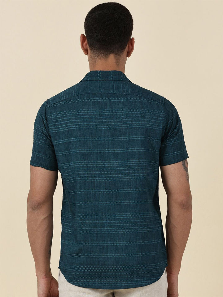 Thomas Scott Men Classic Slim Fit Horizontal Stripes Opaque Printed Casual Shirt