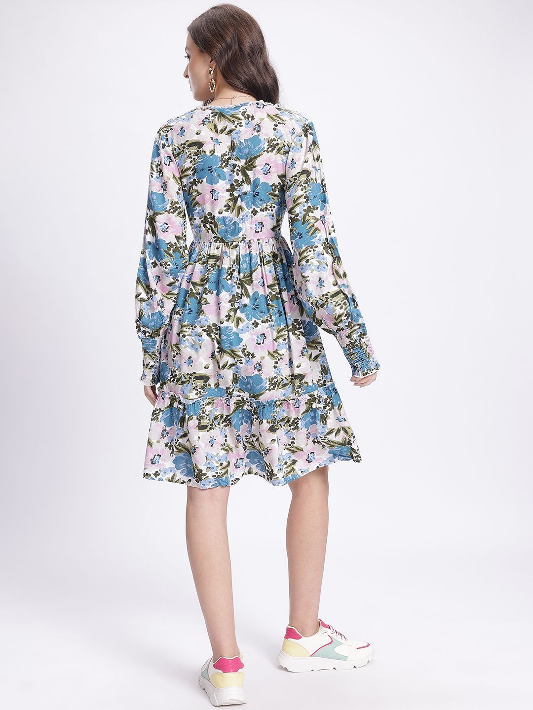 DressBerry Floral Symphony Smocked A-Line Dress