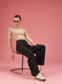 DressBerry Women Wide Leg High-Rise Stretchable Jeans