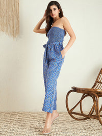 Berrylush Strapless Printed Culotte Jumpsuit