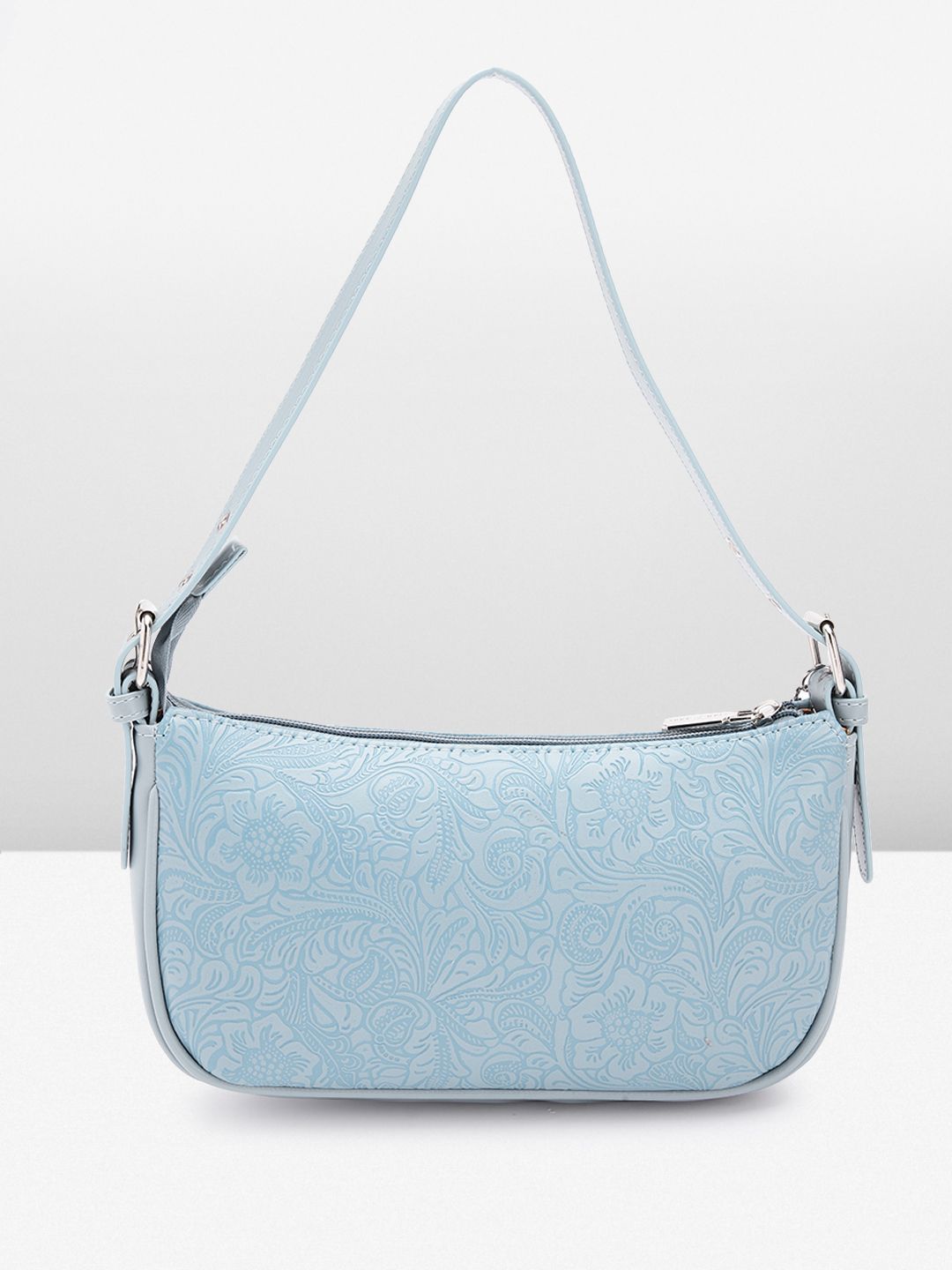 Lino Perros Floral Textured Structured Baguette Bag