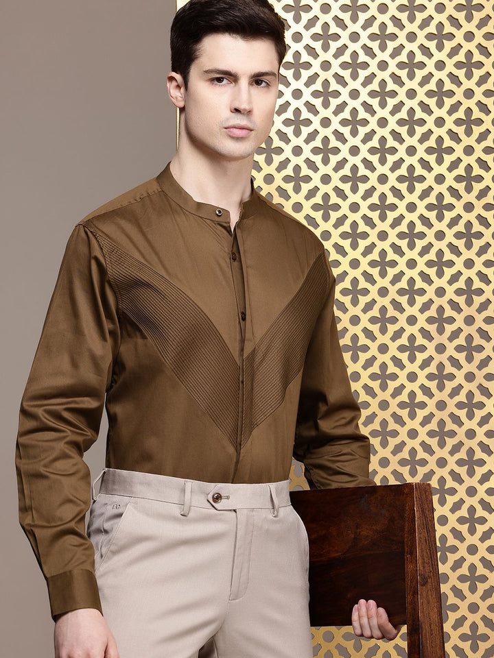 House of Pataudi Pure Cotton Pleated Party Shirt