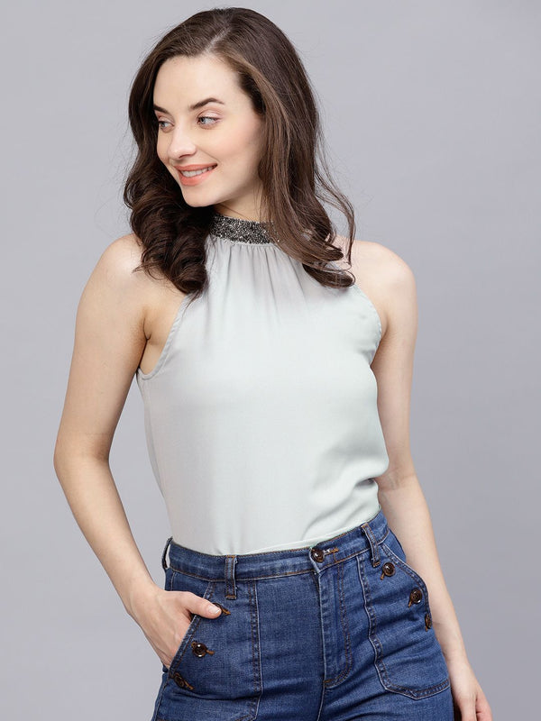 STREET 9 Grey Round Neck A-Line Top