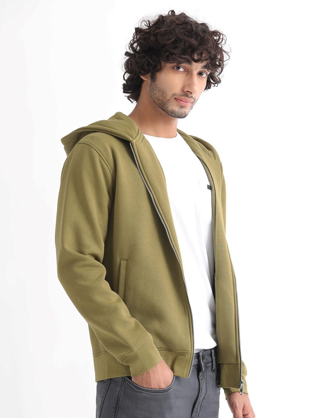 RARE RABBIT Men Scribble Graphic Print Hooded Sweatshirt