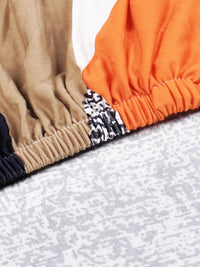 Story@home Orange & Beige Printed 3 Seater Stretchable Sofa Cover With Arms