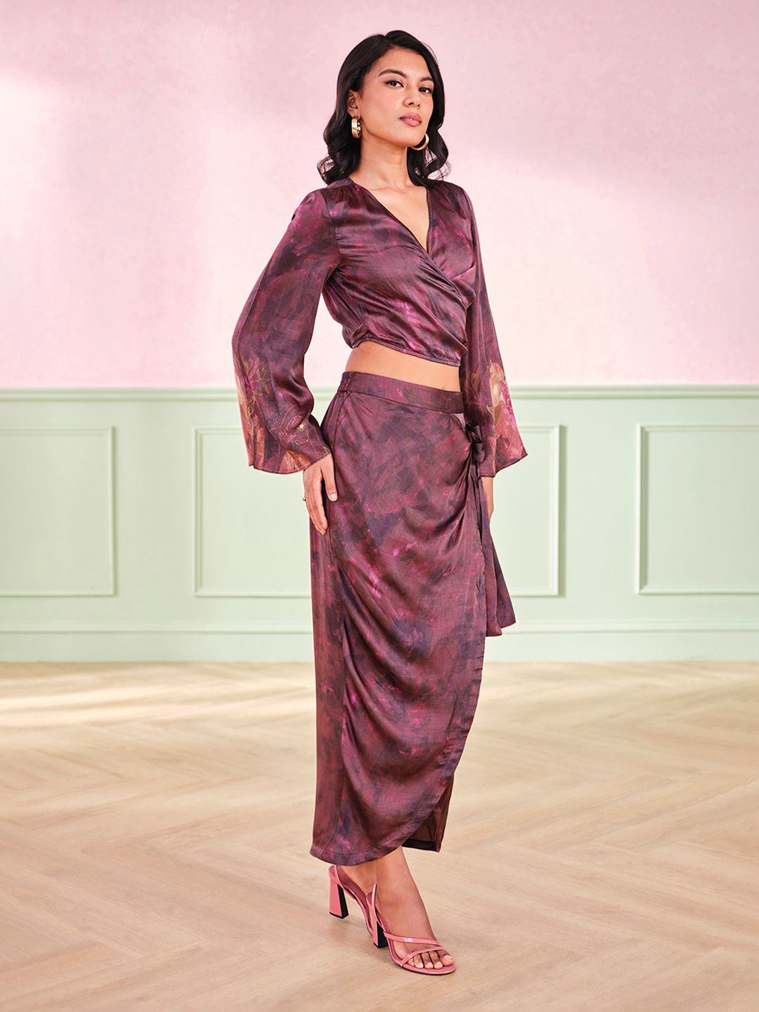 AND Women Dyed Top With Skirt Co-Ords