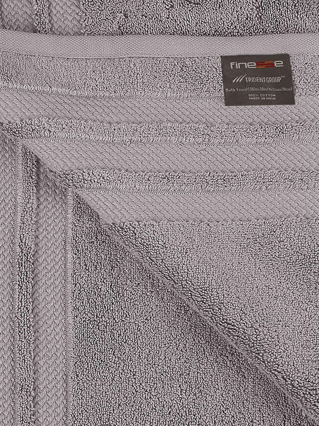 MYTRIDENT Unisex Set of 2 Grey 625 GSM Cotton Bath Towel