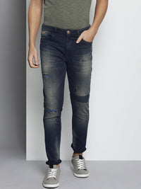 The Indian Garage Co Men Slim Fit Low Distress Light Fade Stretchable Jeans